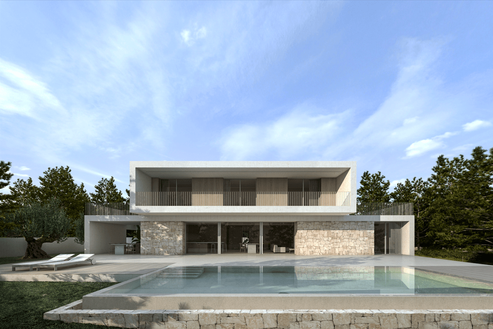 villa, pool, garden