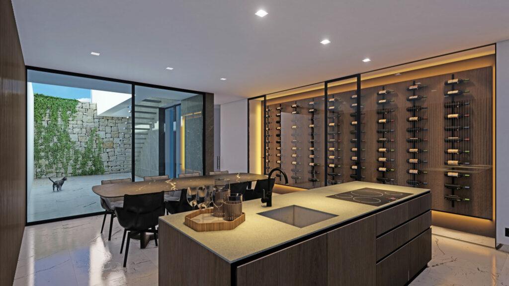 kitchen,dinig room, wine cellar