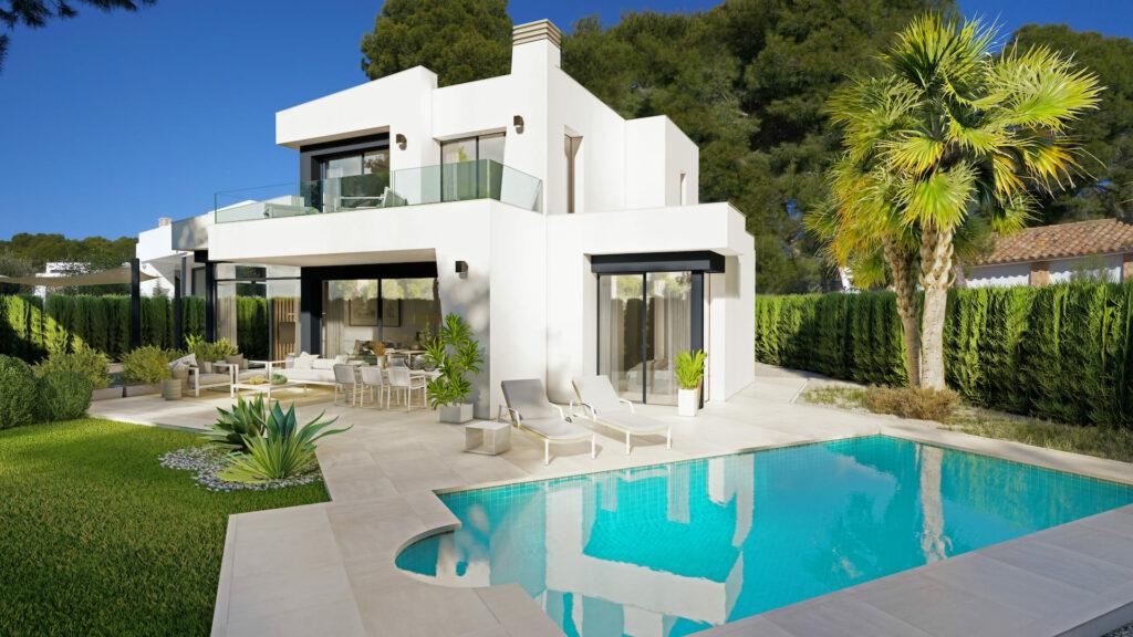 villa, terrace, pool, garden