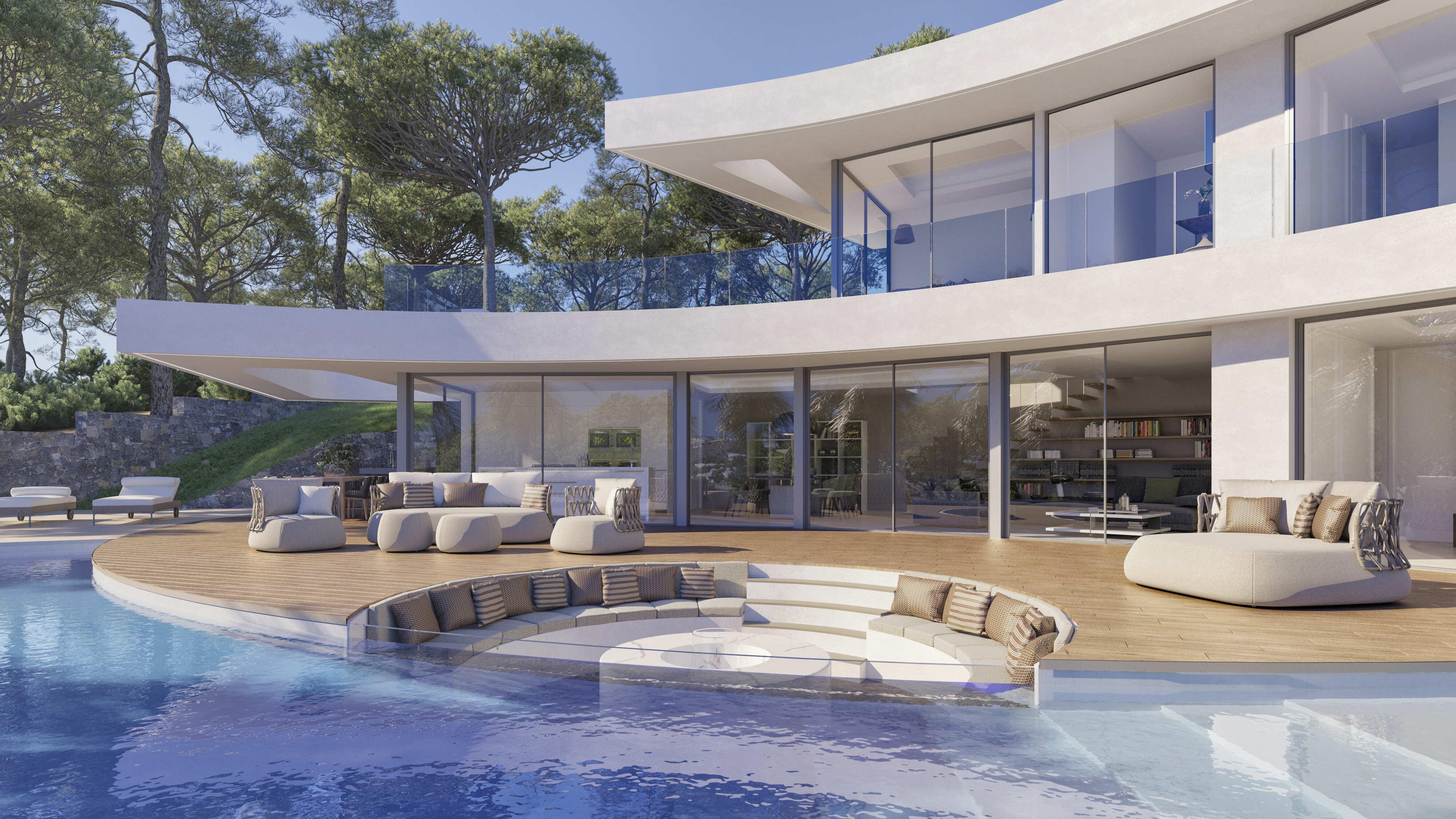 villa, pool, terrace, garden
